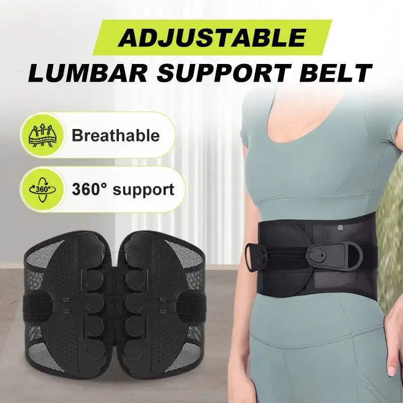 Adjustable Lumbar Support Belt Double Pull Pulley Breathable Body Shaping Waist Support Fixation Belt for Lower Back Pain Relief